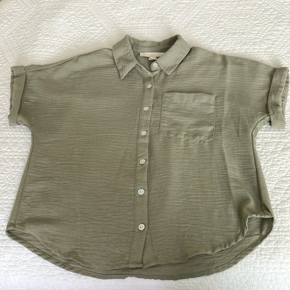 Olive Green Button-Up Shirt